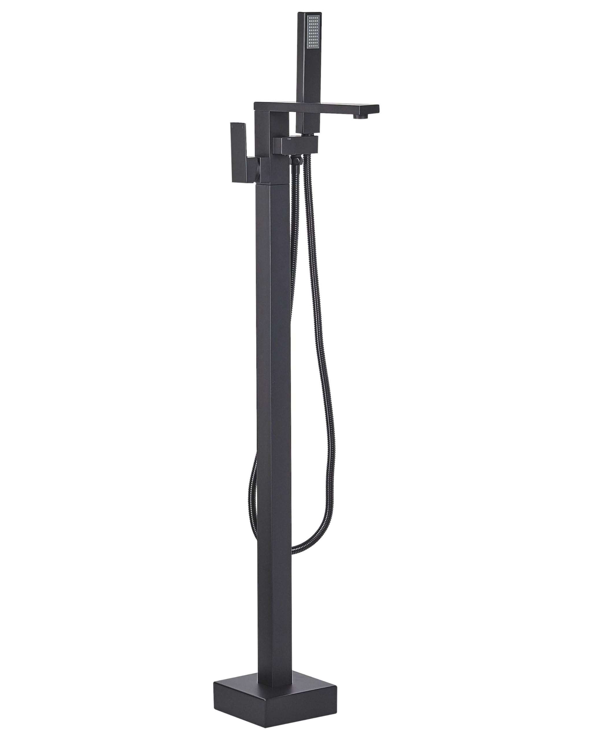 beliani-badewannenarmatur-freistehend-schwarz-matt-mit-brause image 1