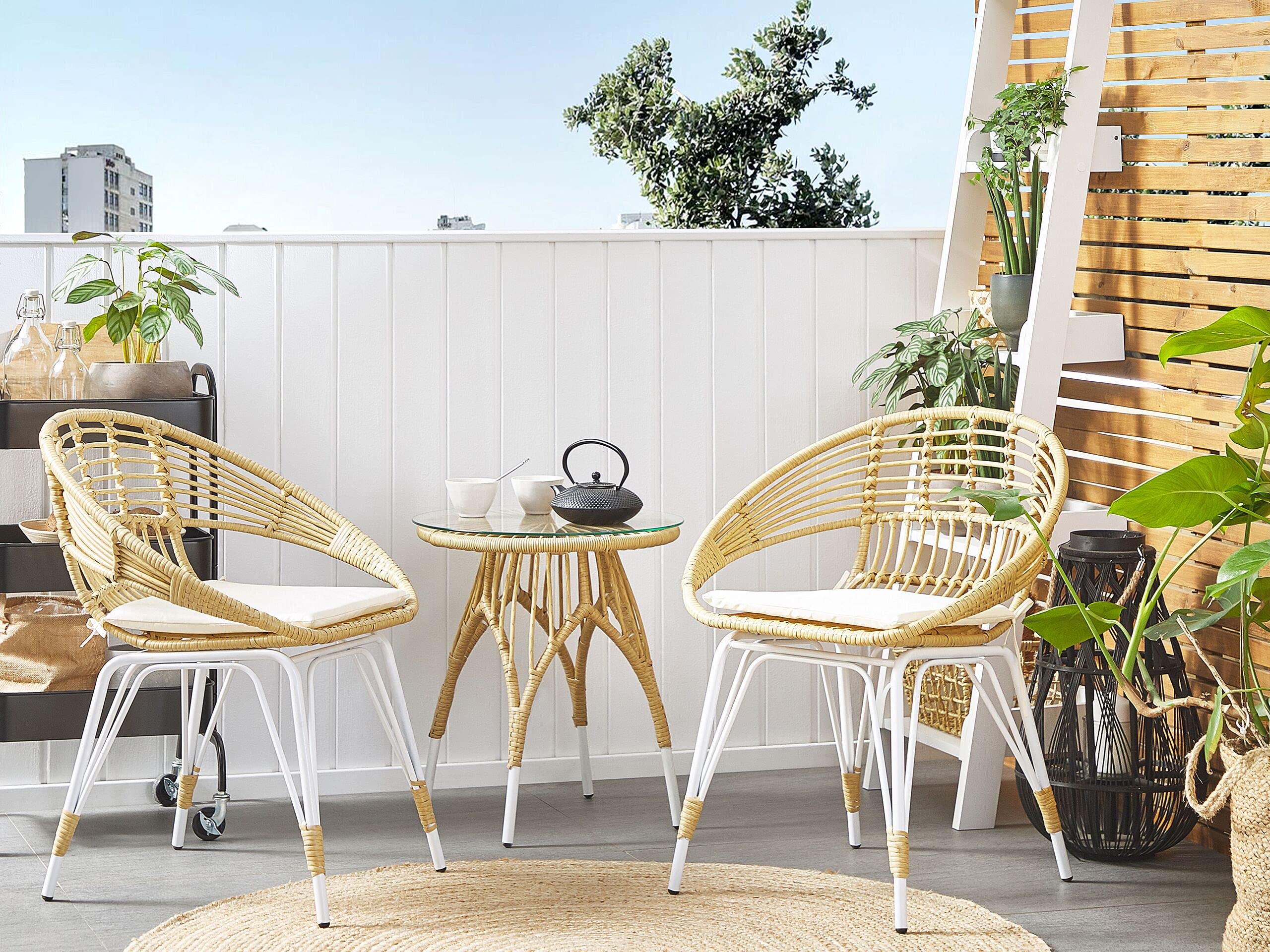 beliani-pellaro-balkonset-rattan-hellbraun-beige-2-sitzer image 2