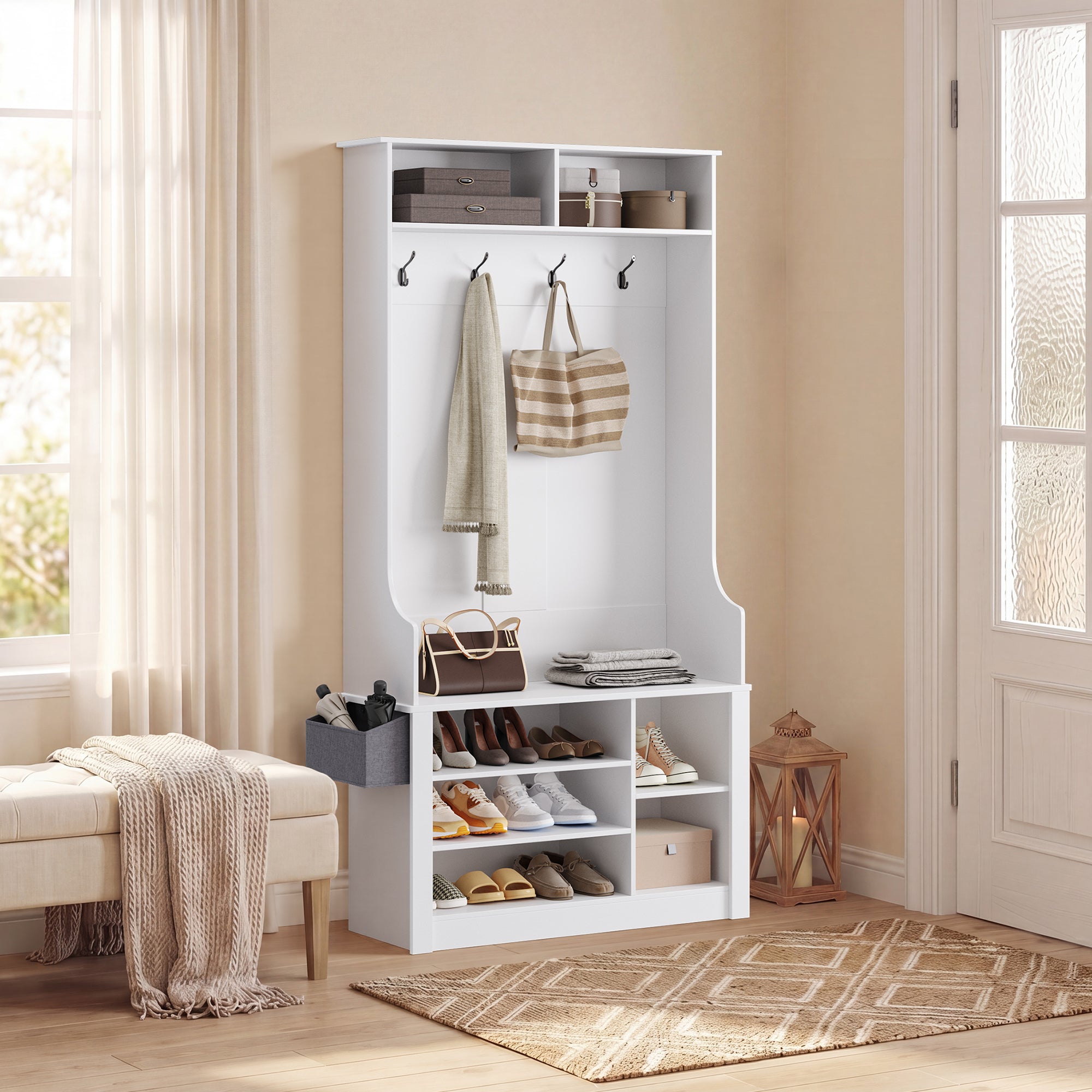 bealife-fs29-garderobenschrank-wei-mit-schuhregal-und-haken image 2