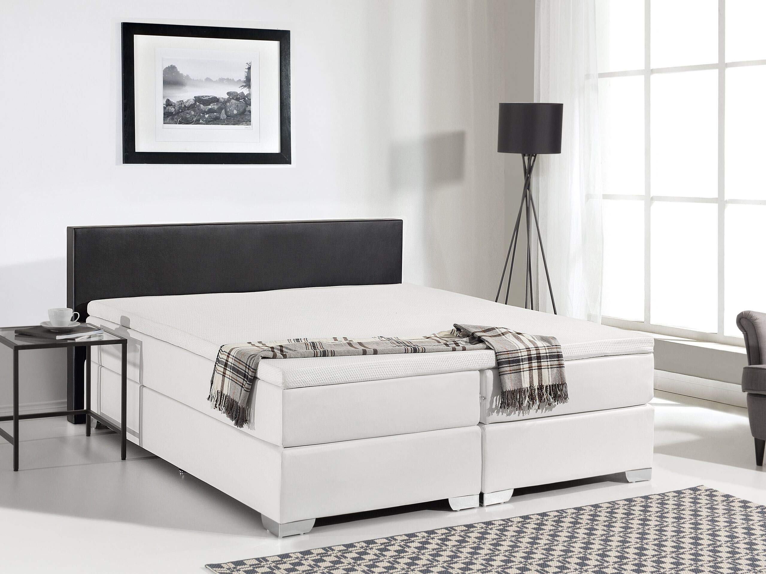 beliani-boxspringbett-160x200-kunstleder-schwarz-wei-h2 image 2