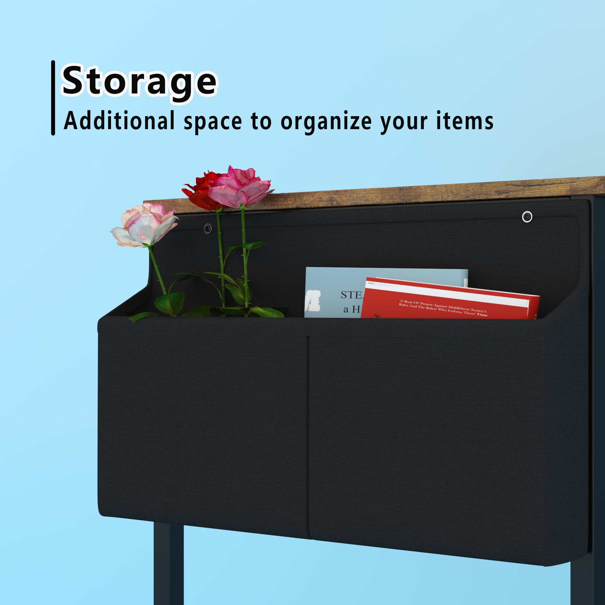 homall-shelf-schreibtisch-braun-110-cm-mit-tasche image 6