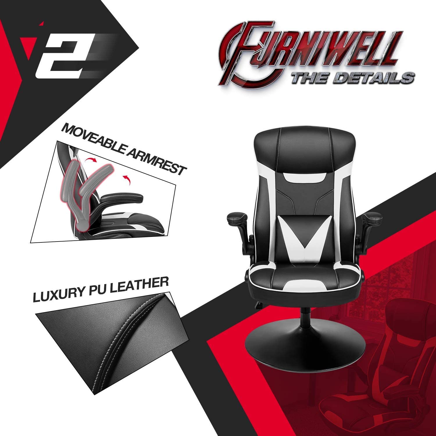 homall-gaming-stuhl-racing-weiss-mit-wippfunktion image 5