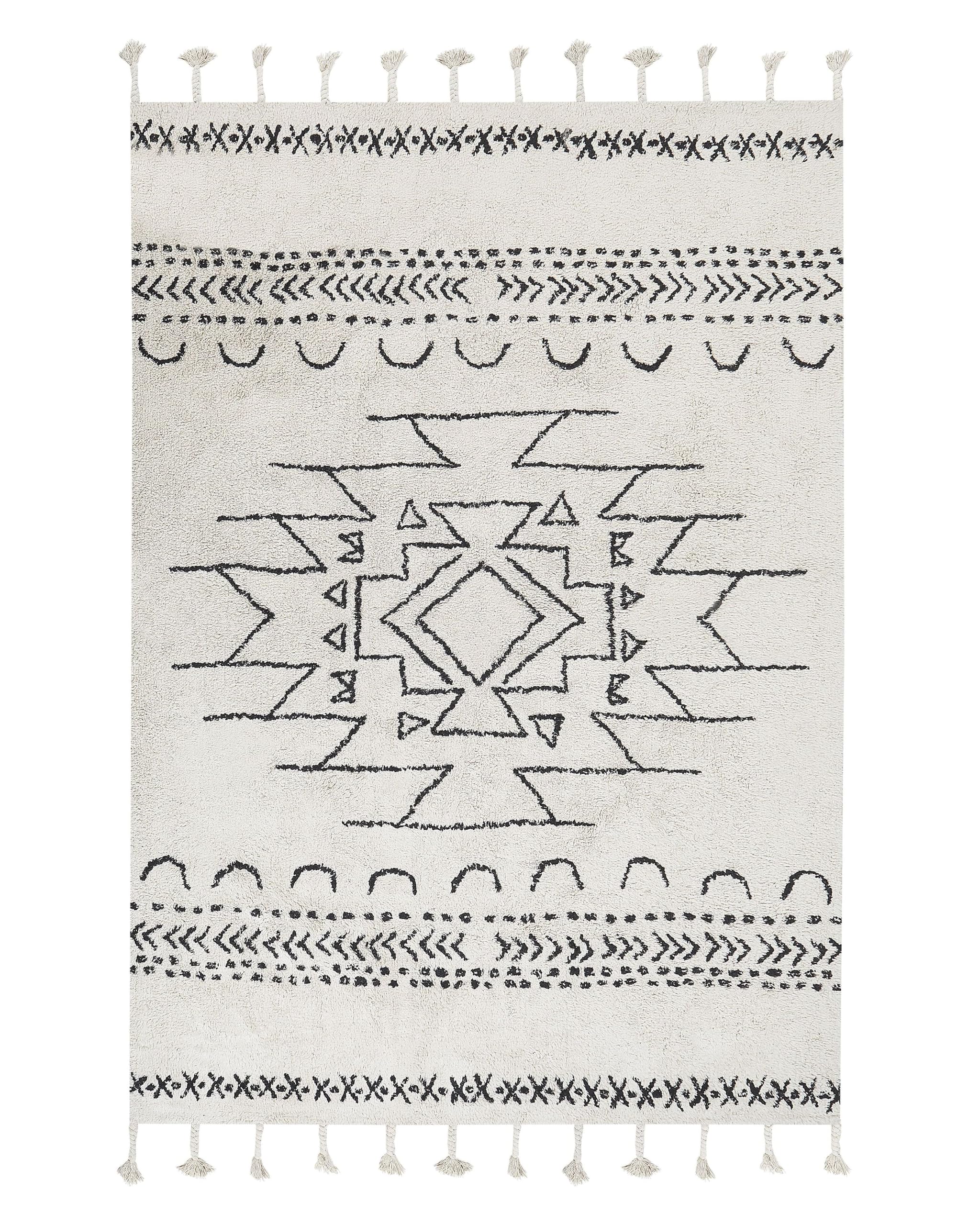 beliani-khouribga-teppich-140-x-200-cm-wei-schwarz-baumwolle image 1