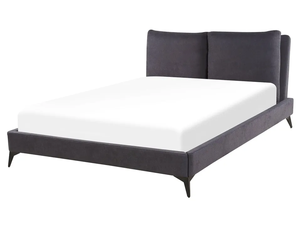 beliani-melle-polsterbett-160x200-dunkelgrau-chenille-lattenrost image 1