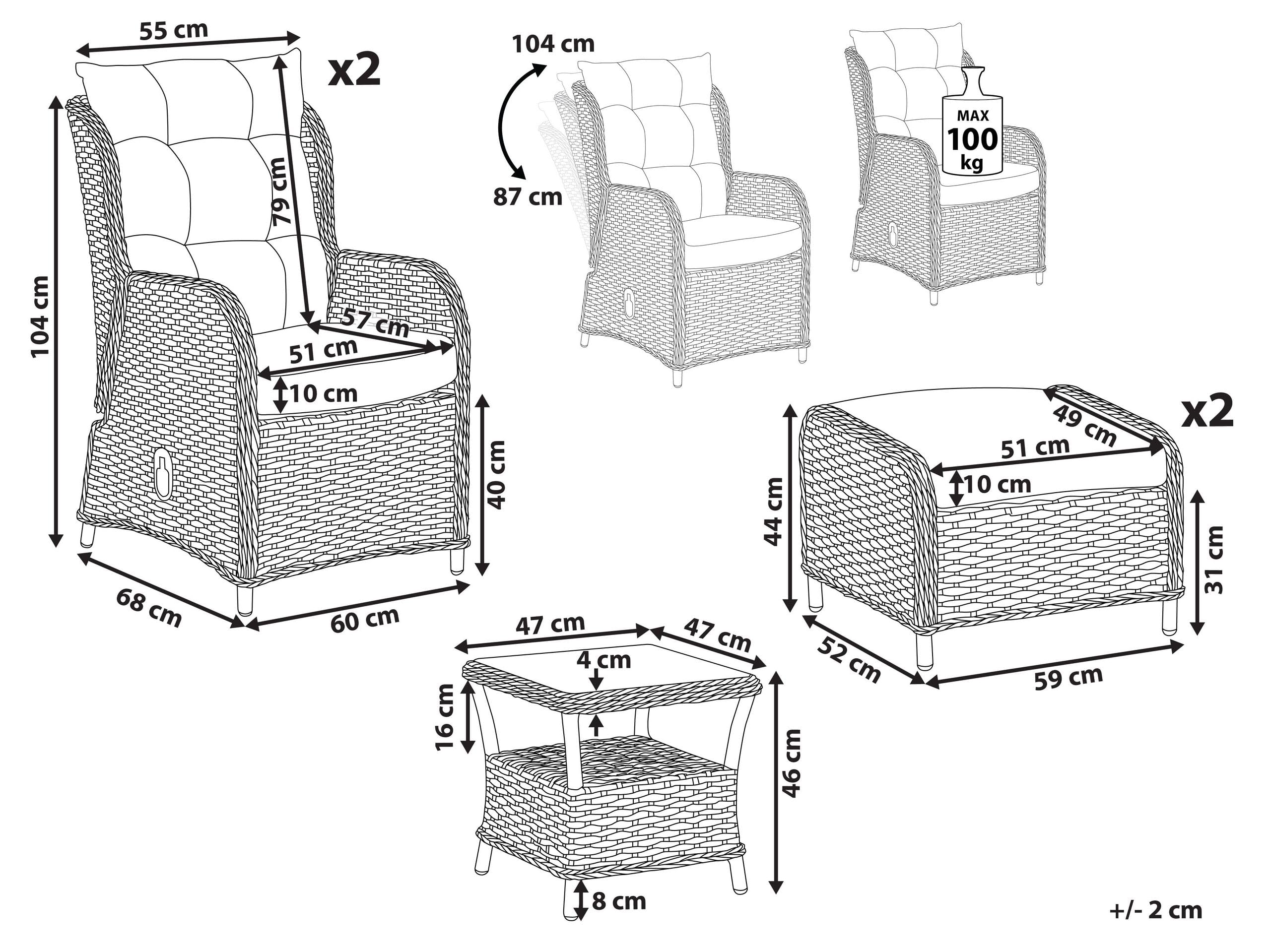 beliani-ponza-lounge-set-rattan-5-teilig-natur-mit-auflagen-beige image 3