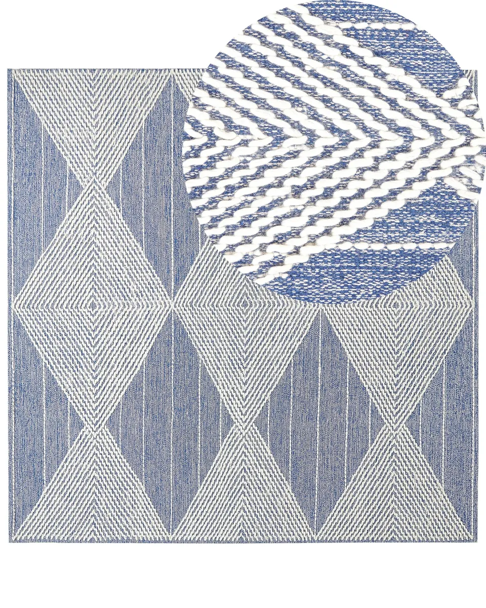 beliani-datca-teppich-wolle-beige-blau-200x200-cm image 1