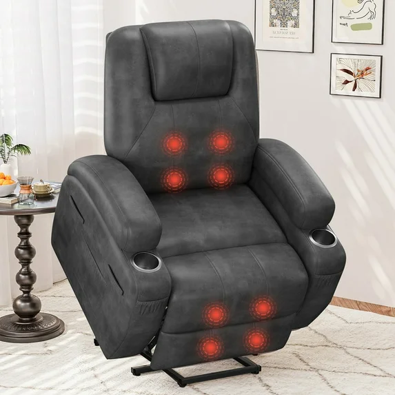 homall-recliner-chair-fernsehsessel-grau-massage-aufstehhilfe image 1