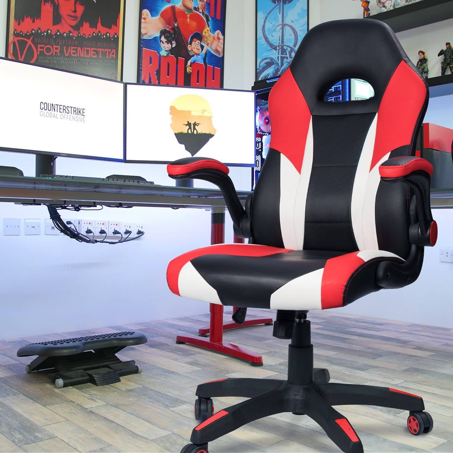 homall-gaming-chair-gamer-stuhl-blau-kunstleder-hoch image 2