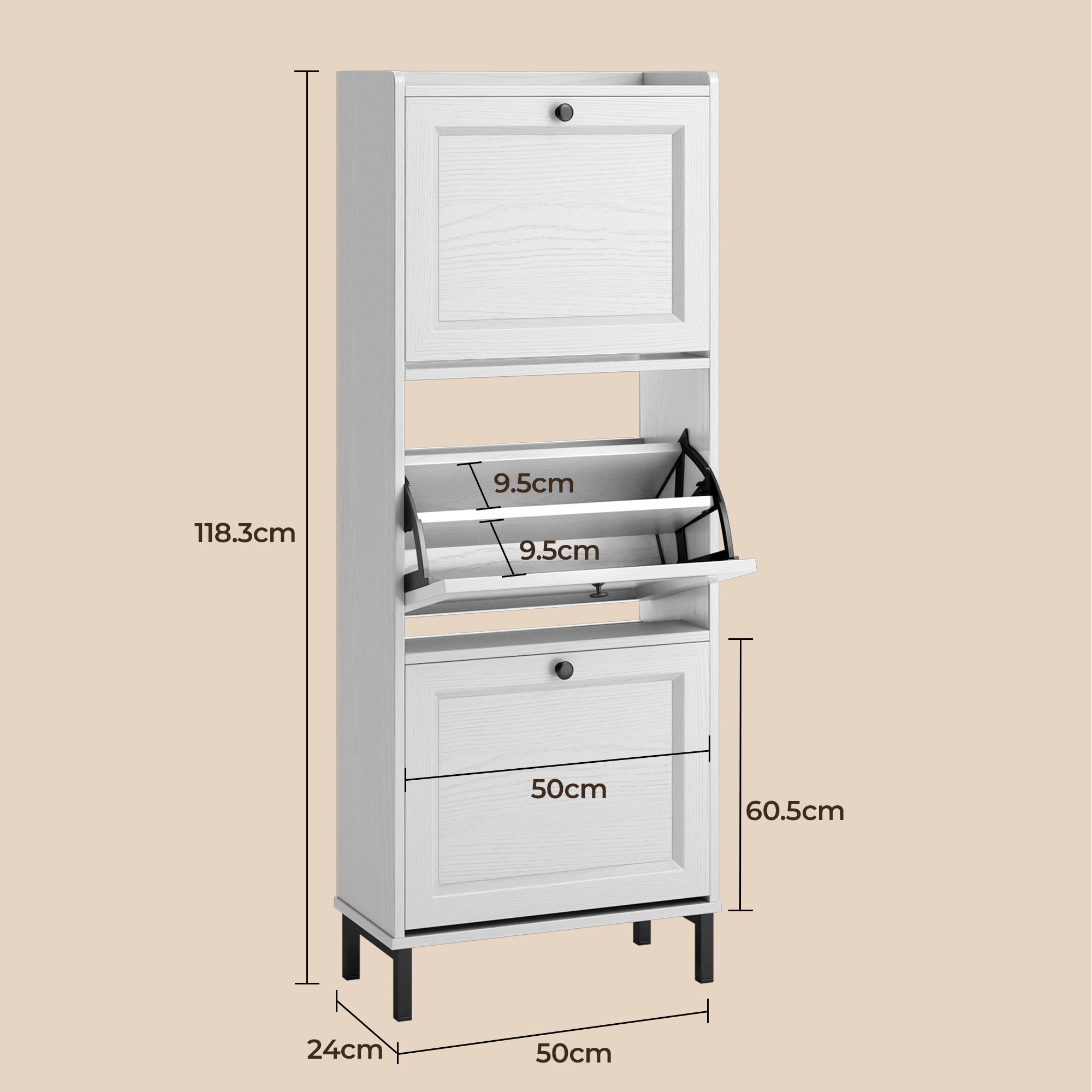 bealife-fs52-schuhschrank-schmal-wei-3-kippladen image 3