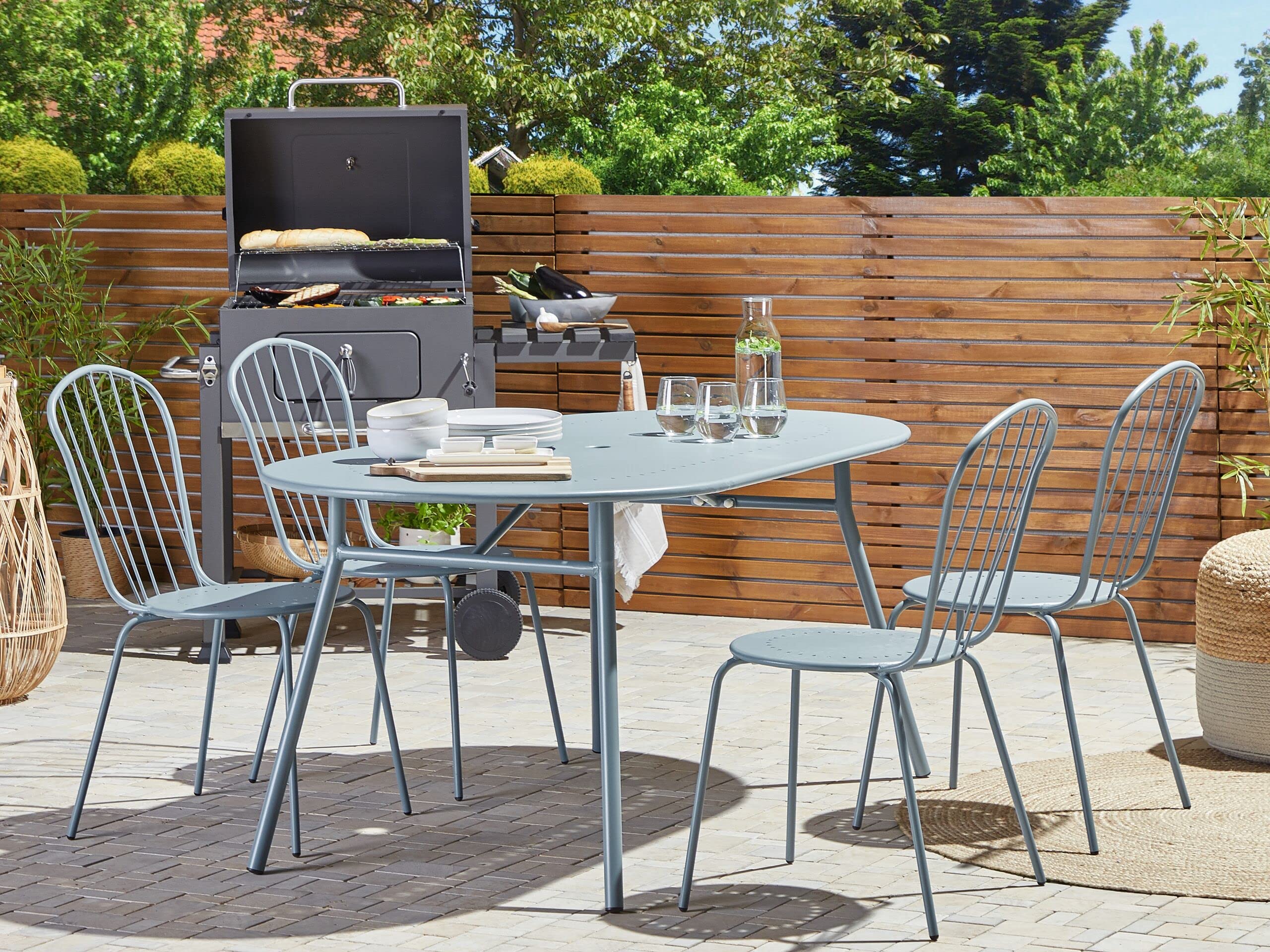 beliani-calvi-gartentisch-hellblau-160x90-cm-metall image 2