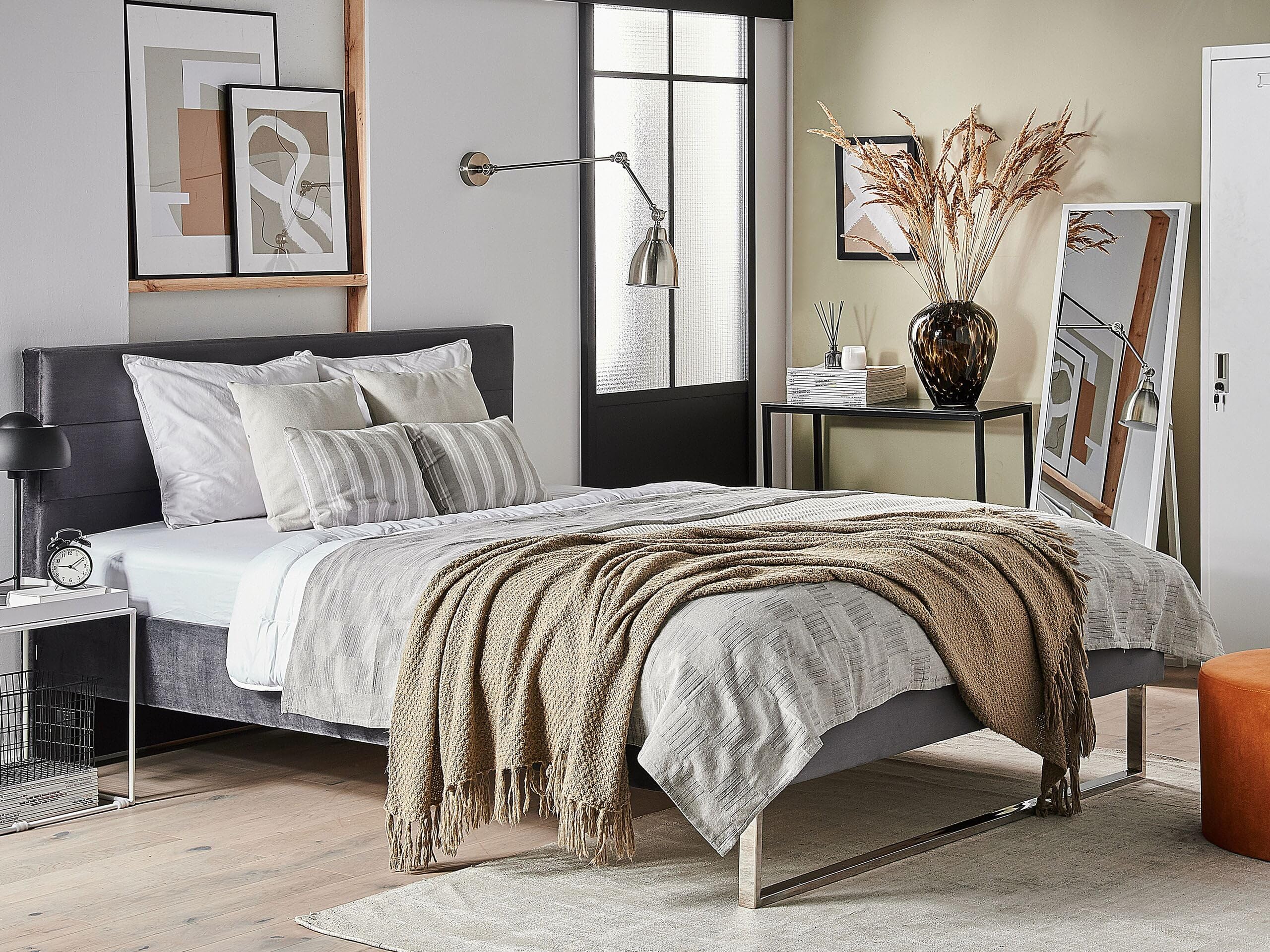 beliani-bellou-doppelbett-180x200-grau-samt image 2