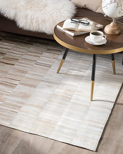 beliani-yagda-leder-teppich-140x200-beige-kurzflor image 8