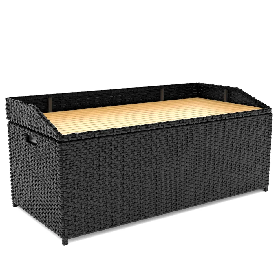 homall-sitztruhe-rattan-gartenbank-70-gallonen-mit-holz-sitz image 1