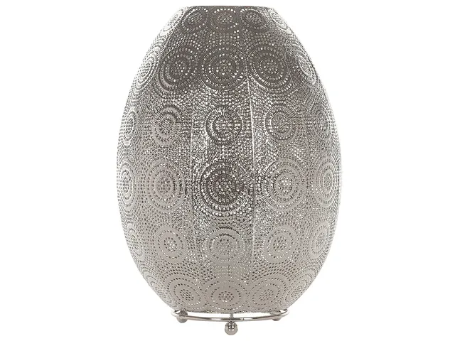 beliani-maringa-tischleuchte-silber-rund-marokkanisch image 1