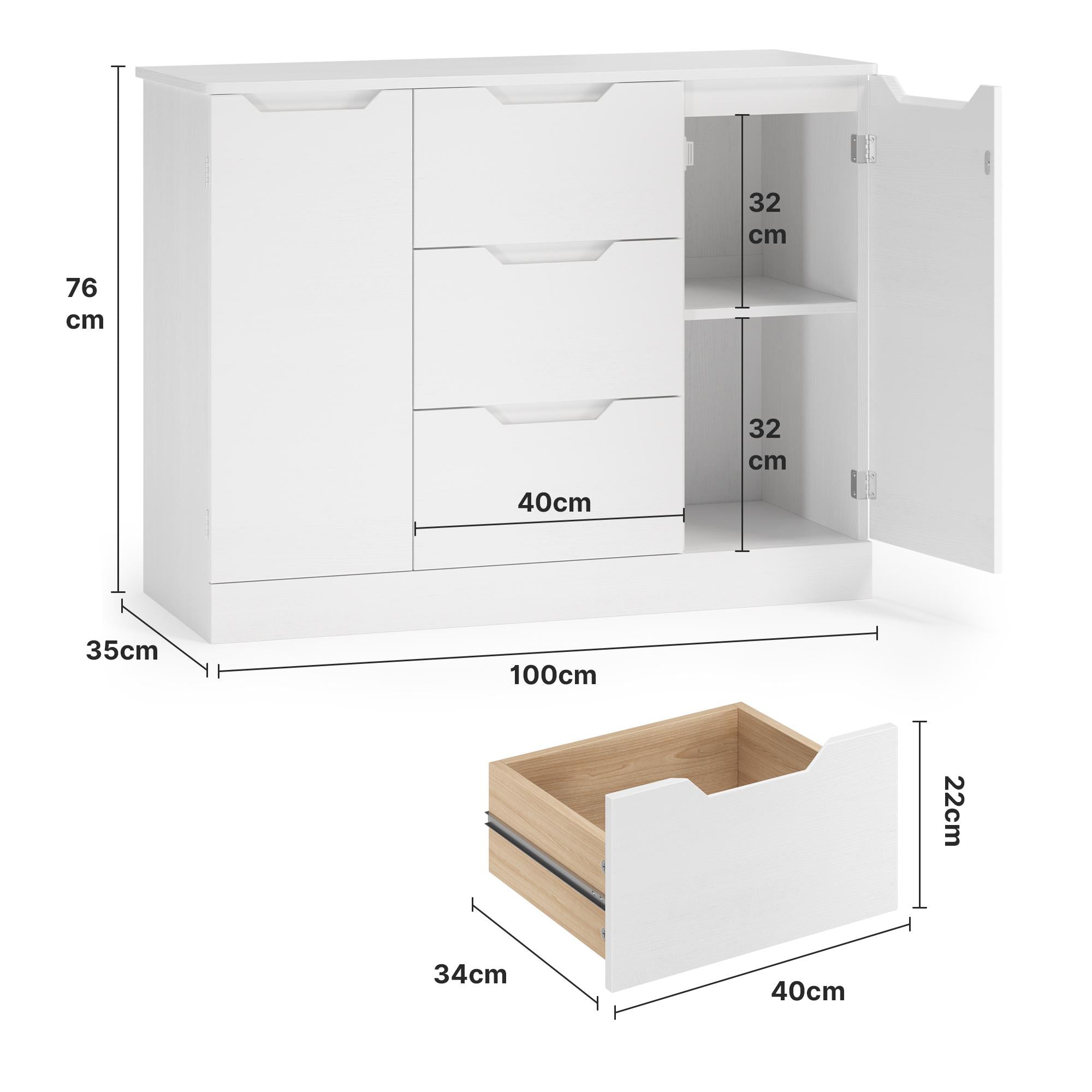 bealife-ap115-sideboard-wei-100-cm-2-t-ren-3-schubladen image 3