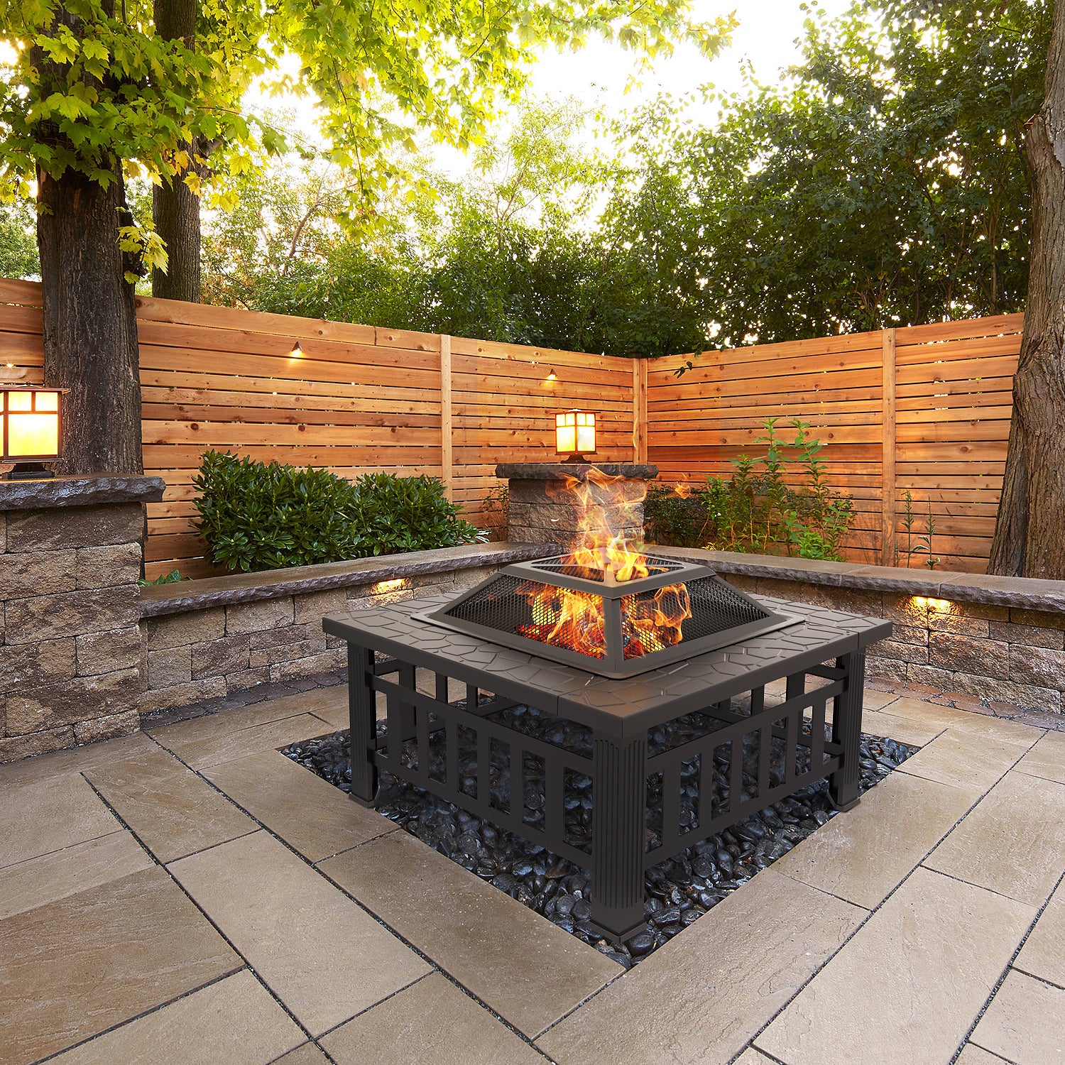 homall-patio-feuerschale-eckig-stahl-mit-funkenschutz-81-cm image 1