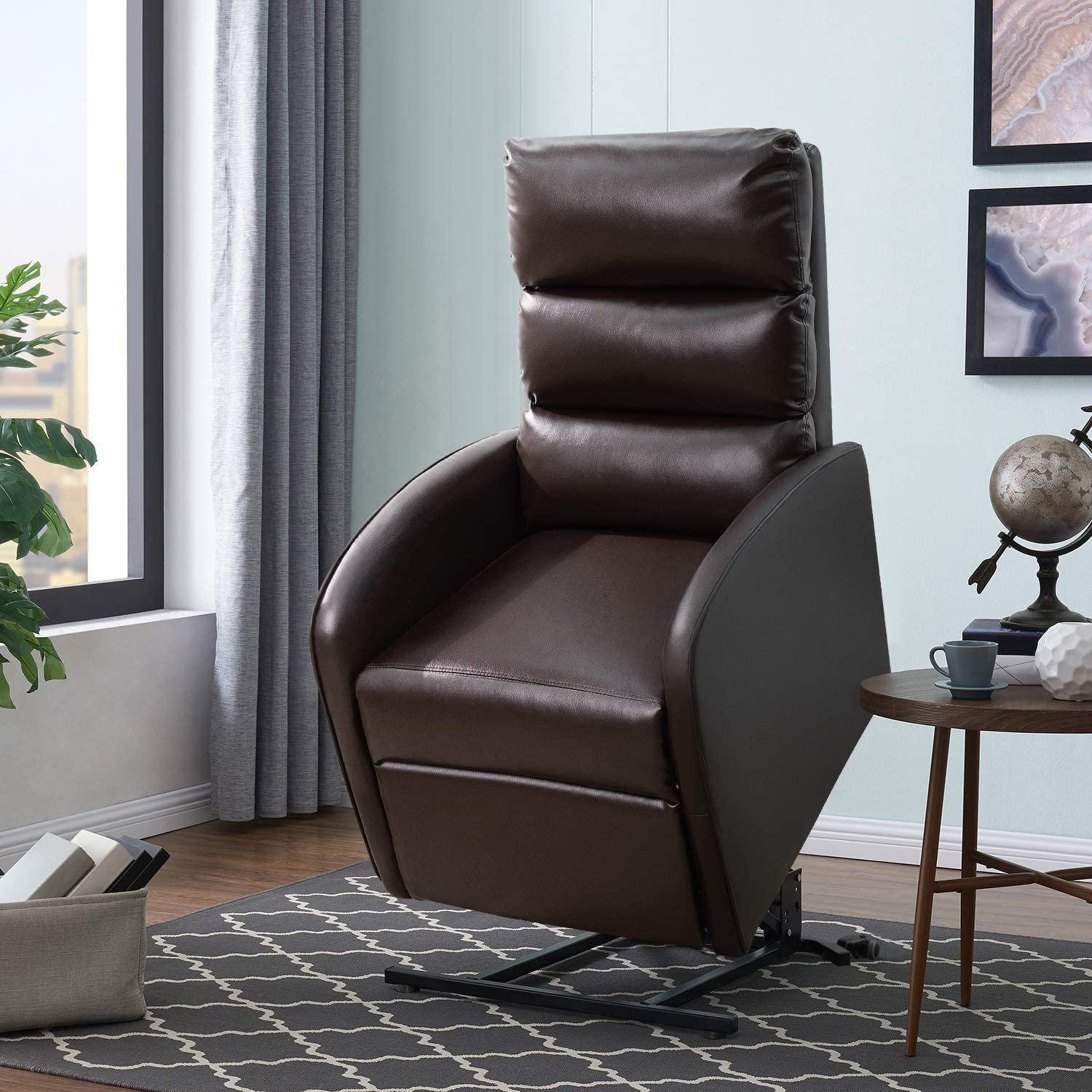 homall-recliner-chair-aufstehsessel-braun-leder-elektrisch image 7