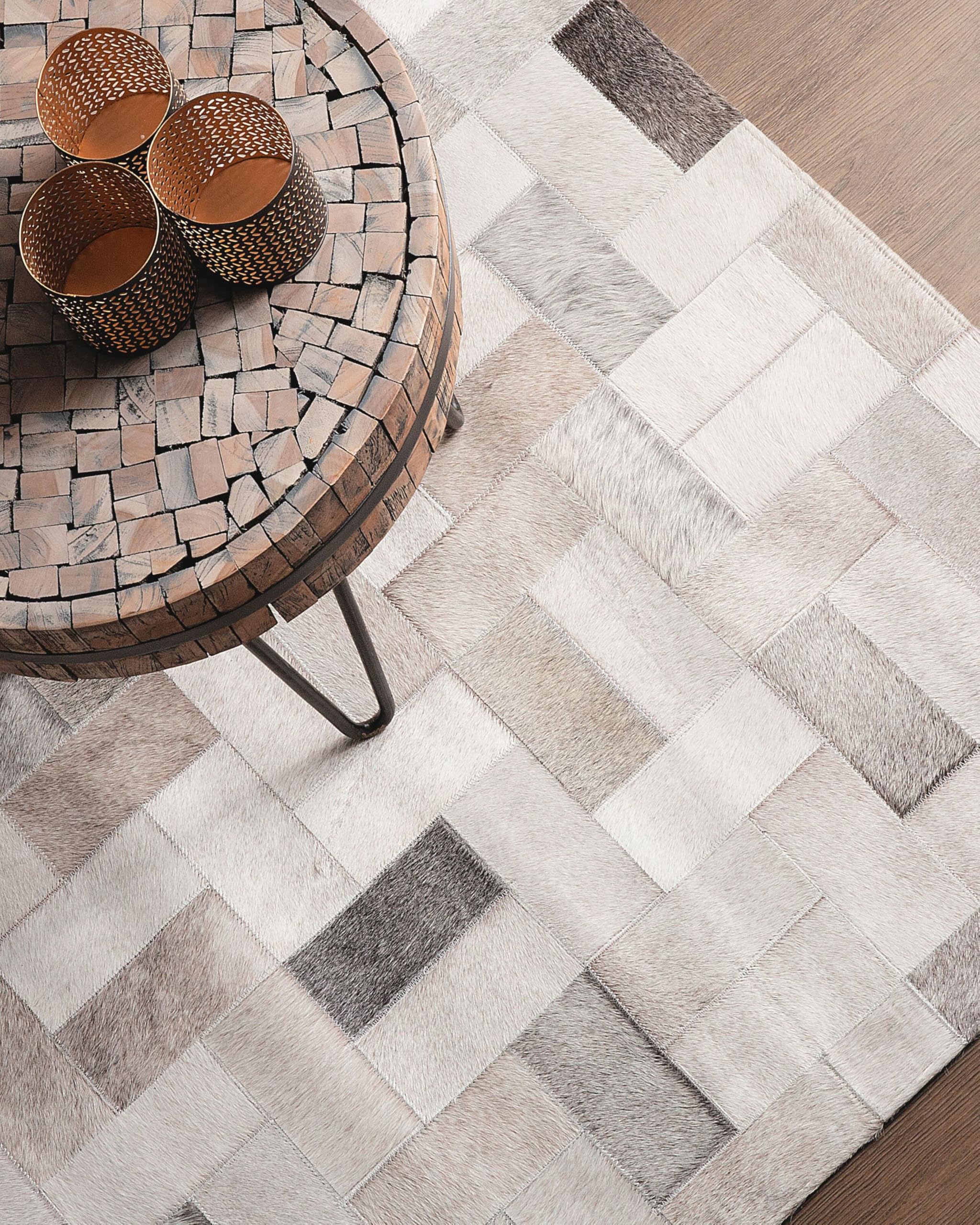 beliani-korfez-echtleder-teppich-140x200-cm-grau-beige image 3