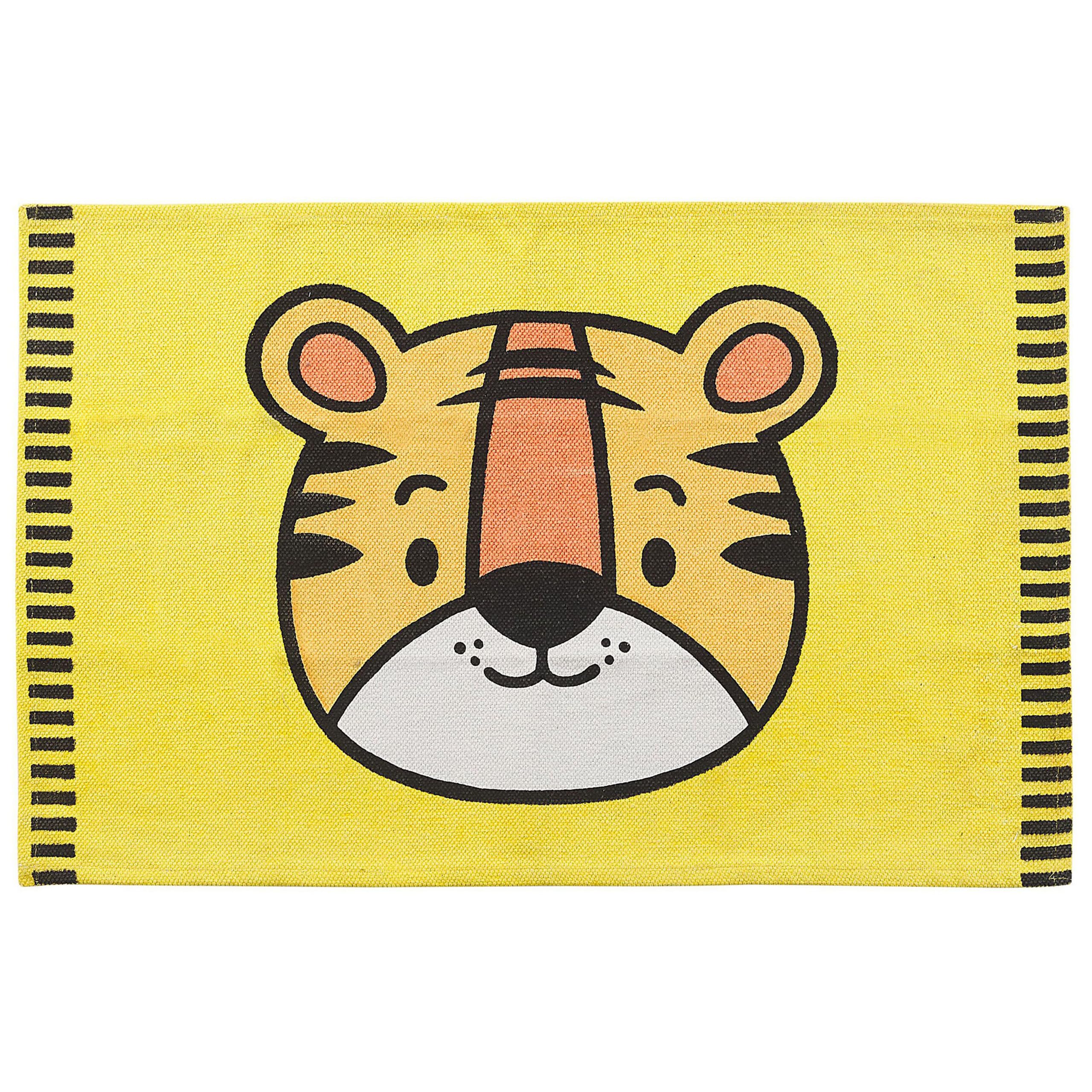 beliani-ranchi-kinderteppich-gelb-tigermotiv-60x90-cm image 1
