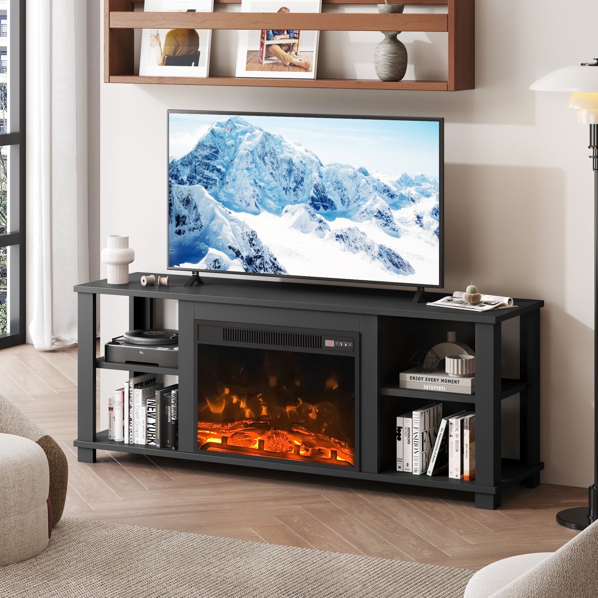 homall-tv-stand-mit-elektrokamin-schwarz-f-r-65-zoll image 2