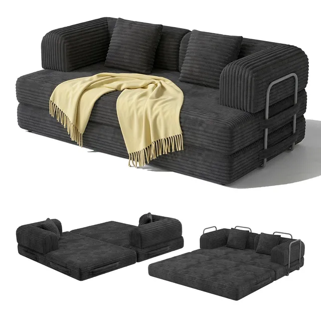 bealife-ar62-schlafsofa-160cm-cord-schwarz-mit-schlaffunktion image 1