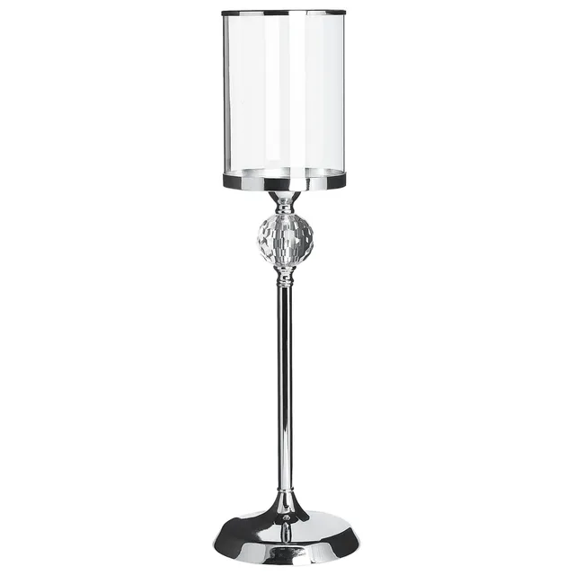 beliani-cotui-kerzenst-nder-silber-58-cm-glas-metall image 1
