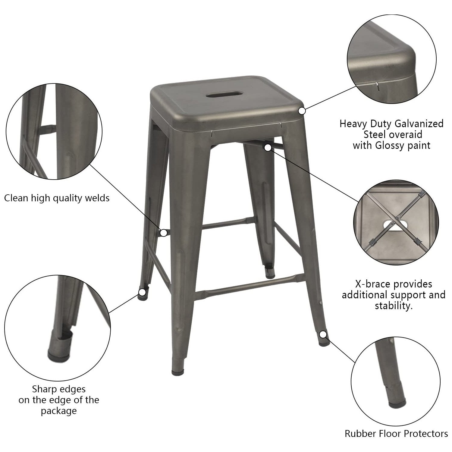 homall-metal-chair-barhocker-metall-61cm-schwarz-4er-set image 4