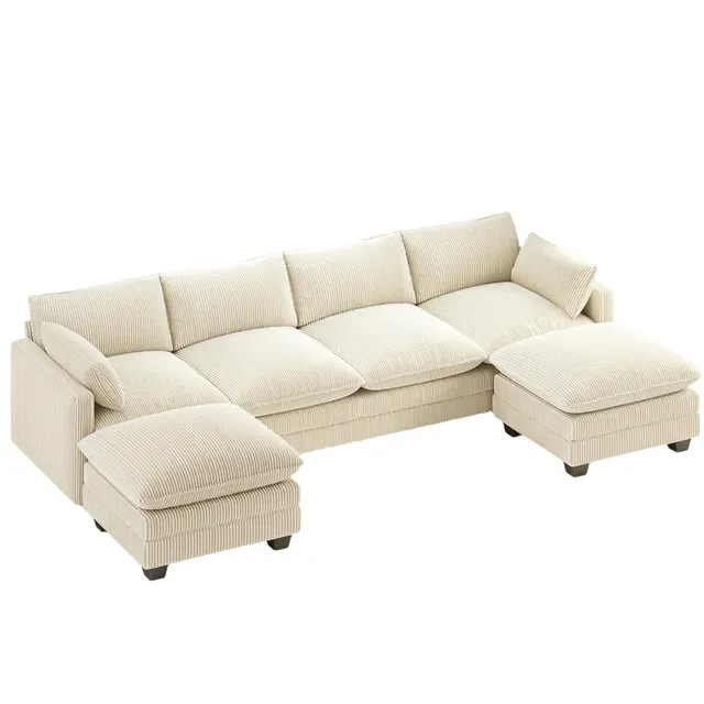 bealife-ar89-ecksofa-cord-beige-u-form-4-sitzer-320-cm image 1