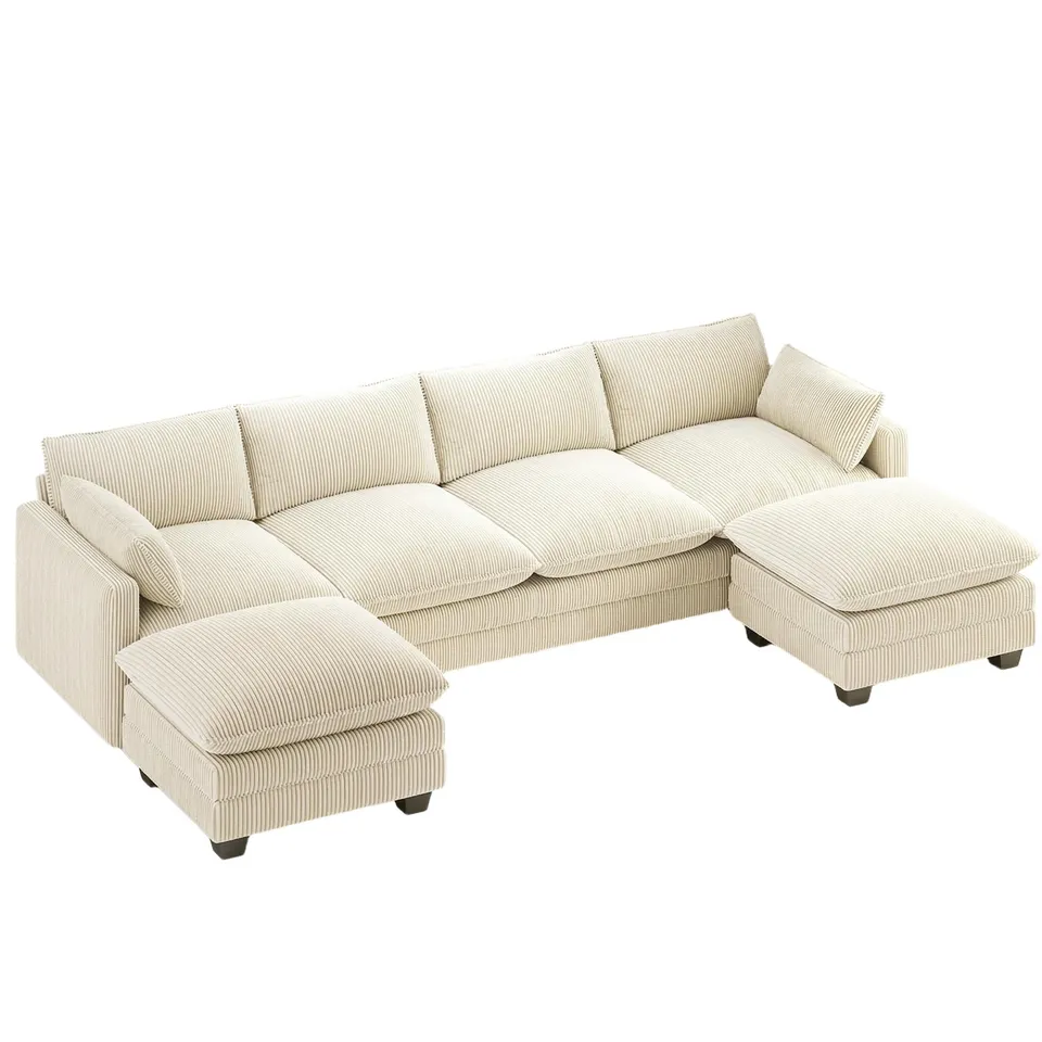 bealife-ar89-ecksofa-cord-beige-u-form-4-sitzer-320-cm image 1