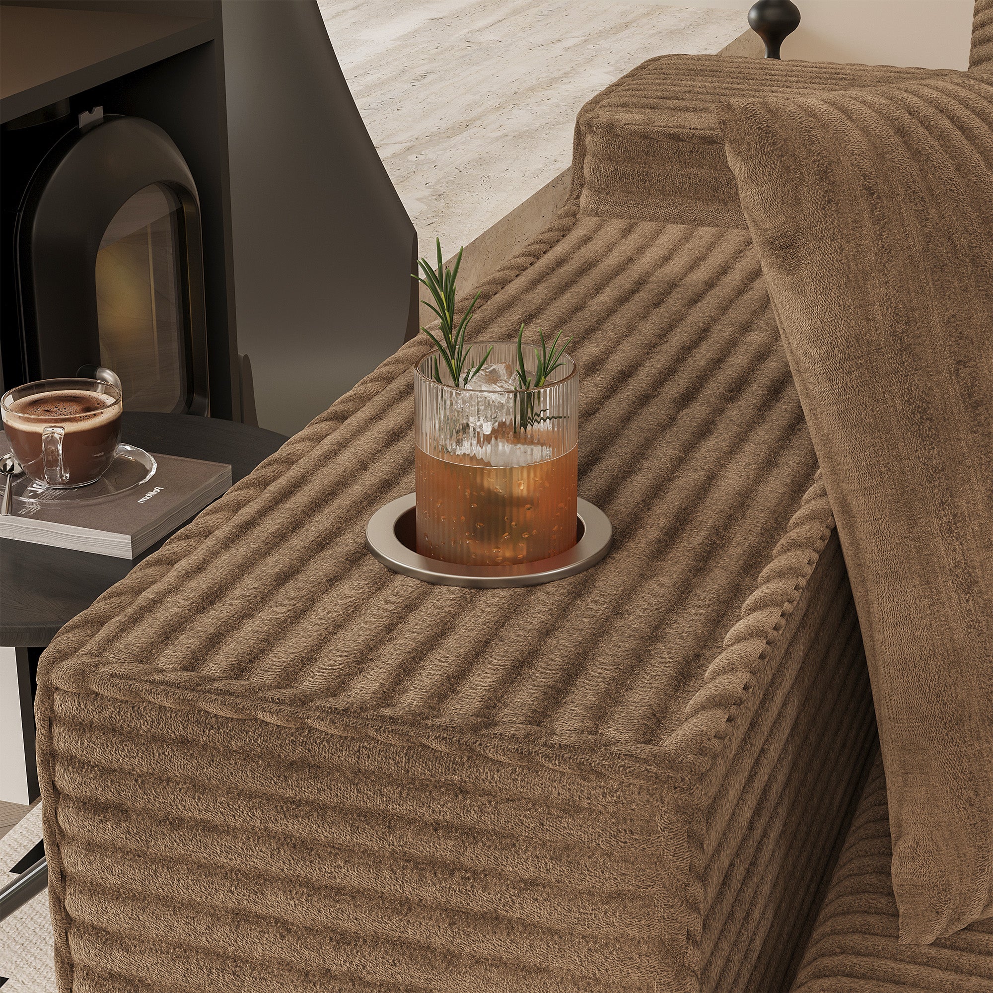 homall-sofa-l-form-modular-cord-couch-braun-cloud-memory-foam image 6