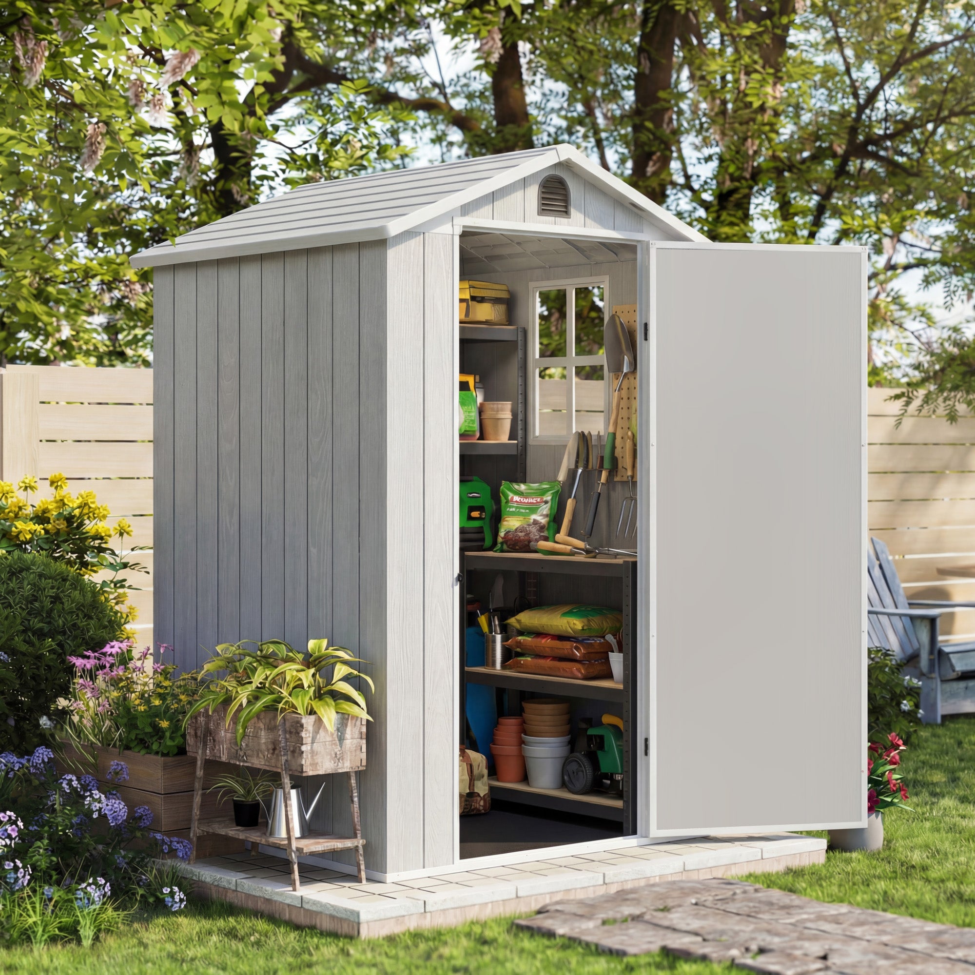 homall-metal-shed-ger-teschuppen-wei-4x4-abschlie-bar image 3