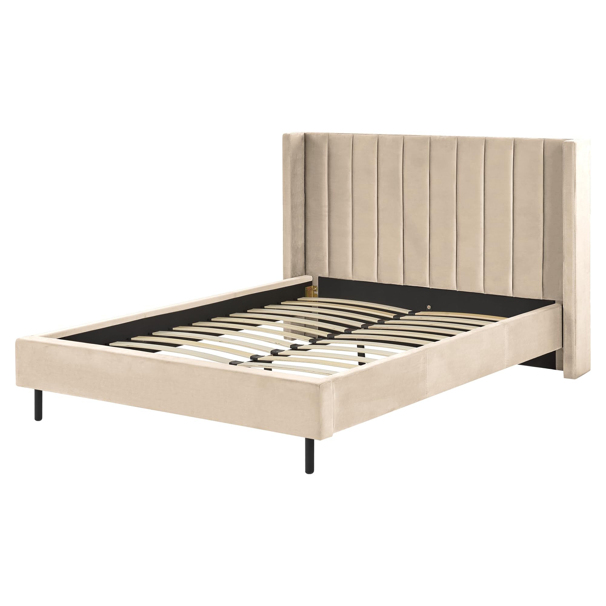 beliani-villette-samtbett-140x200-beige-hohes-kopfteil image 6