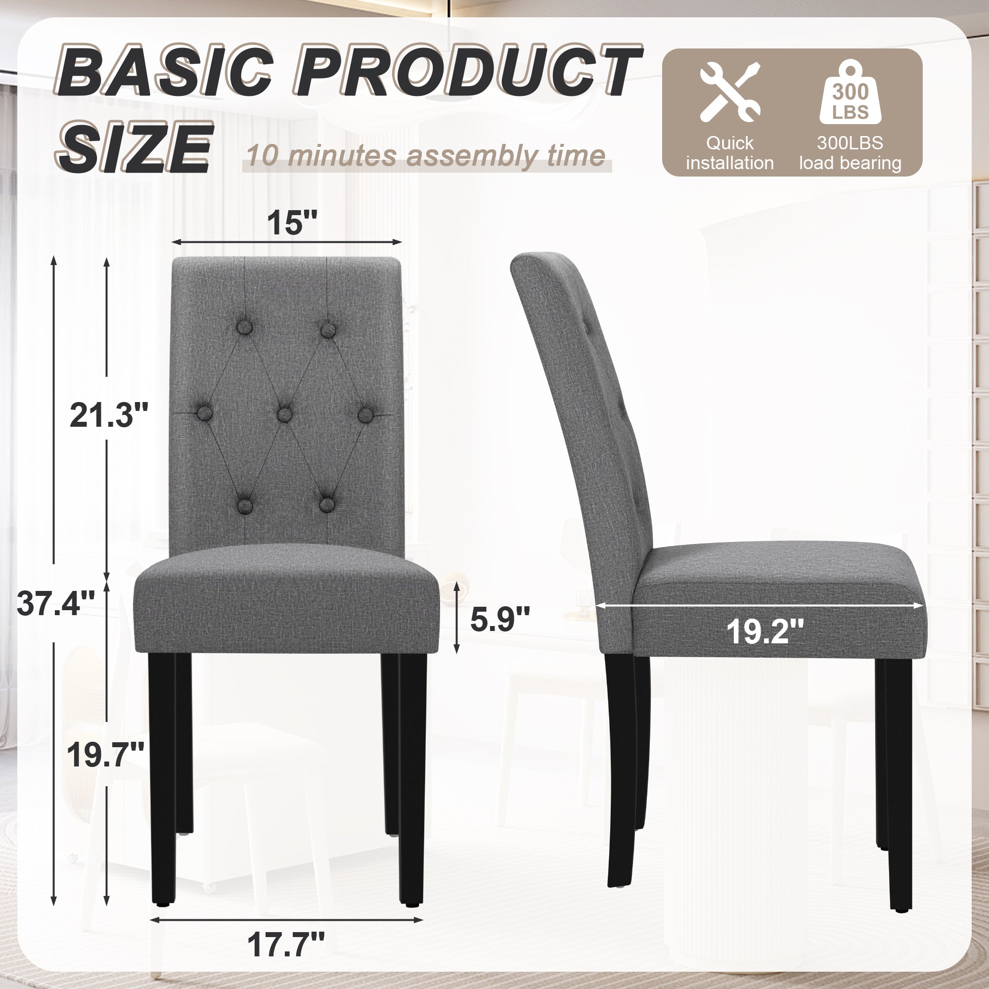 homall-modern-dining-chair-essstuhl-grau-2er-set-stoff image 3