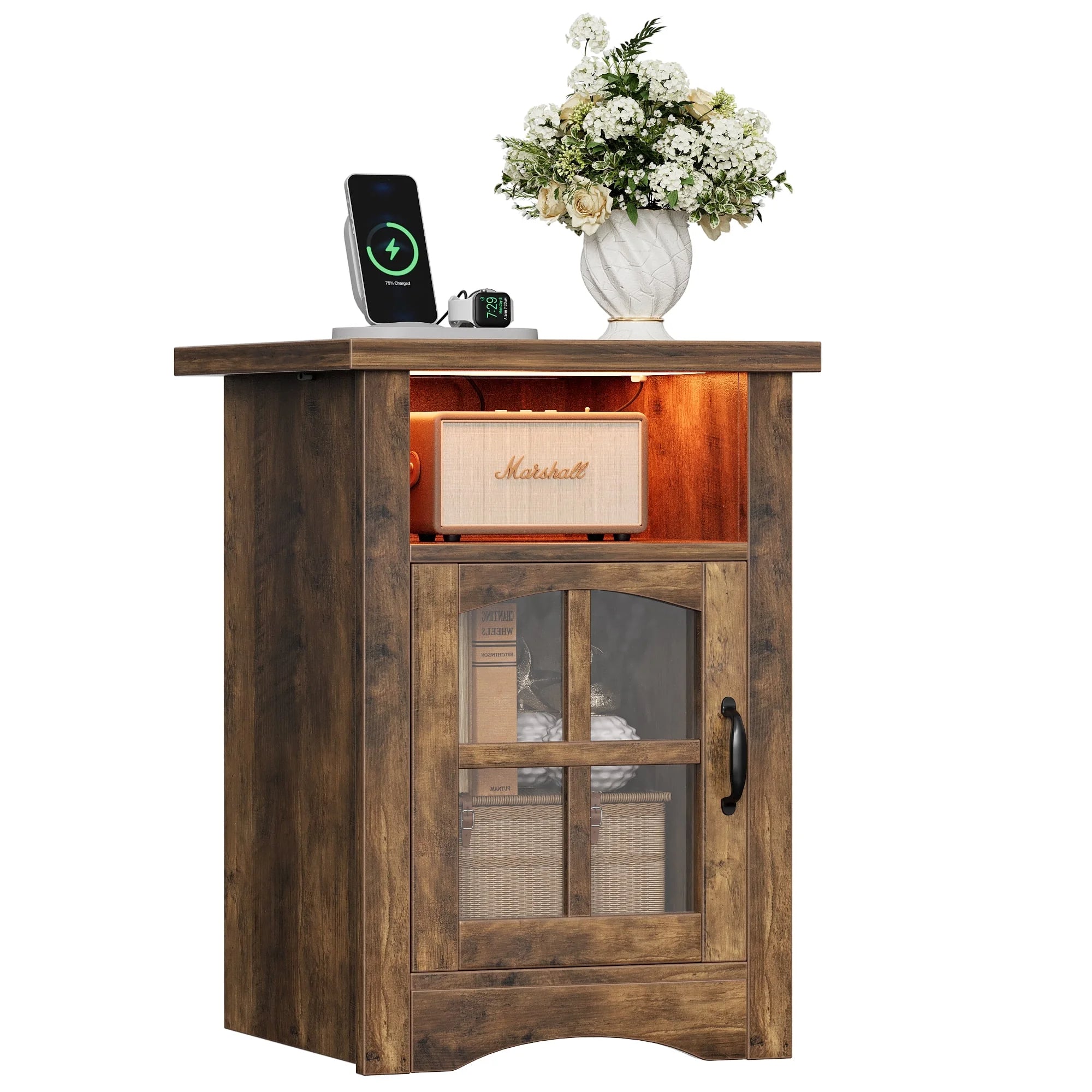 homall-bedroom-nachttisch-schwarz-2er-set-mit-led-usb image 3