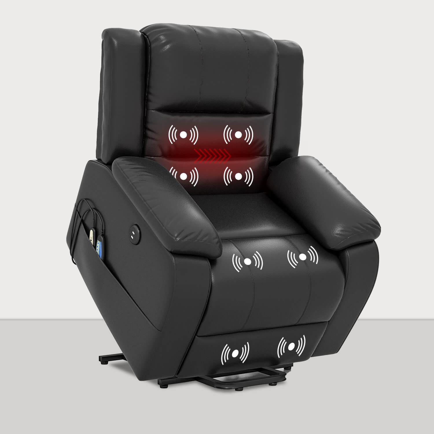 homall-recliner-aufstehsessel-kunstleder-schwarz-mit-massage image 1