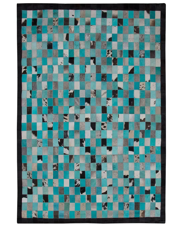 beliani-nikfer-teppich-160x230-t-rkis-grau-leder-patchwork image 1