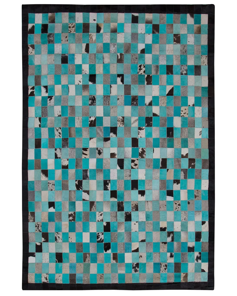beliani-nikfer-teppich-160x230-t-rkis-grau-leder-patchwork image 1