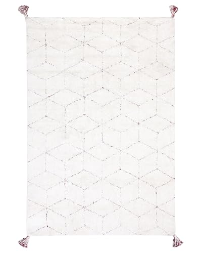 beliani-sakarya-baumwollteppich-140x200-wei-fransen image 6