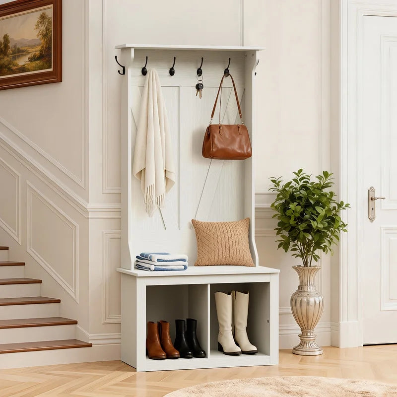 homall-shelf-garderobe-wei-mit-schuhbank-170-cm image 1