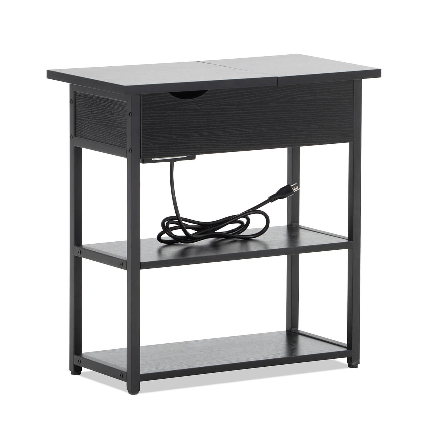 homall-office-desk-beistelltisch-schwarz-mit-steckdose-usb image 2