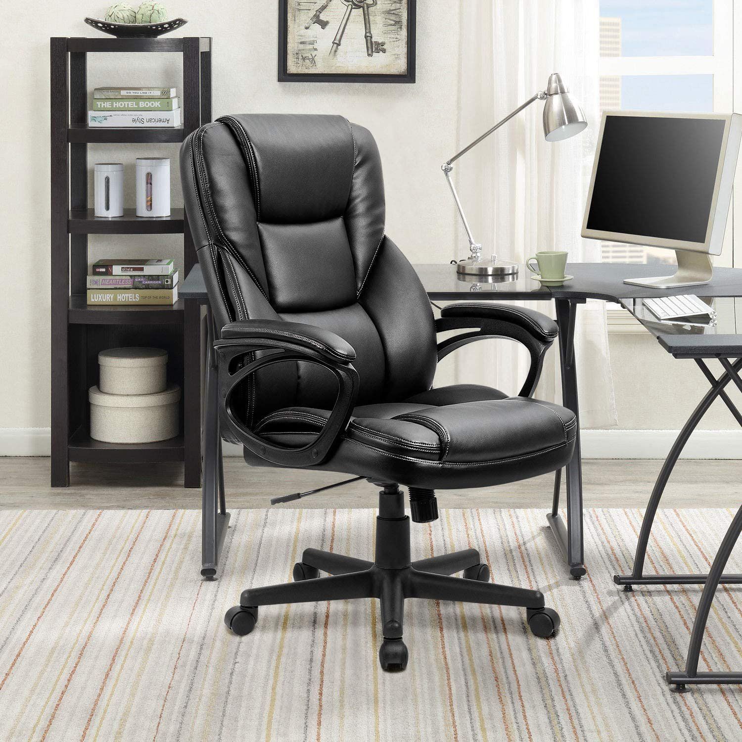 homall-office-leather-chair-b-rostuhl-schwarz-kunstleder-hochlehner-2 image 7