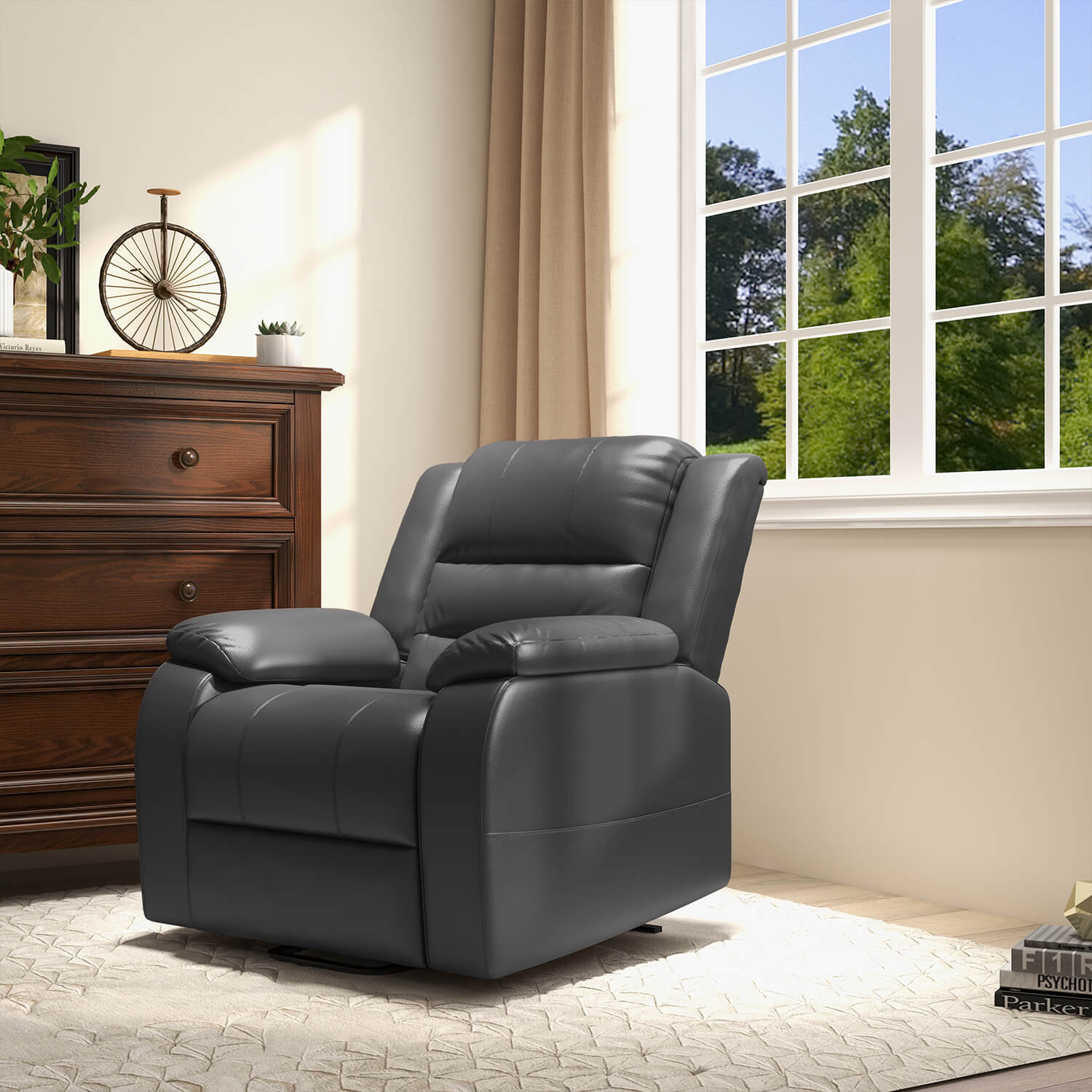homall-recliner-aufstehsessel-kunstleder-schwarz-mit-massage image 2