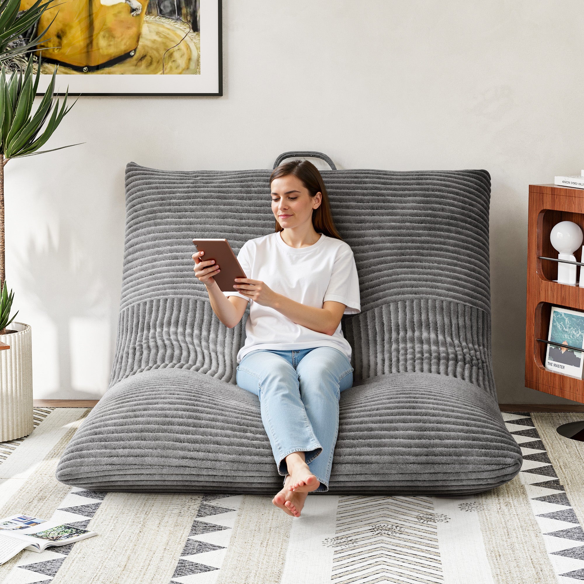 homall-sofa-sitzsack-cord-grau-3-in-1-mit-memory-foam image 8
