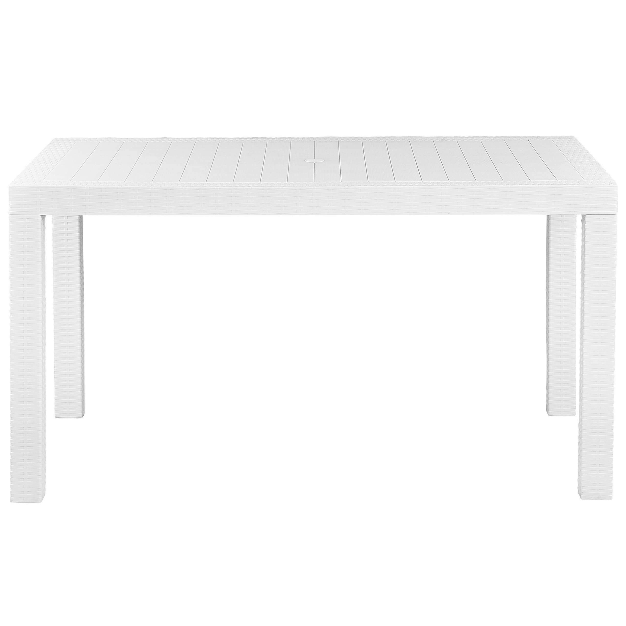beliani-fossano-gartentisch-wei-140x80-rattanoptik image 4
