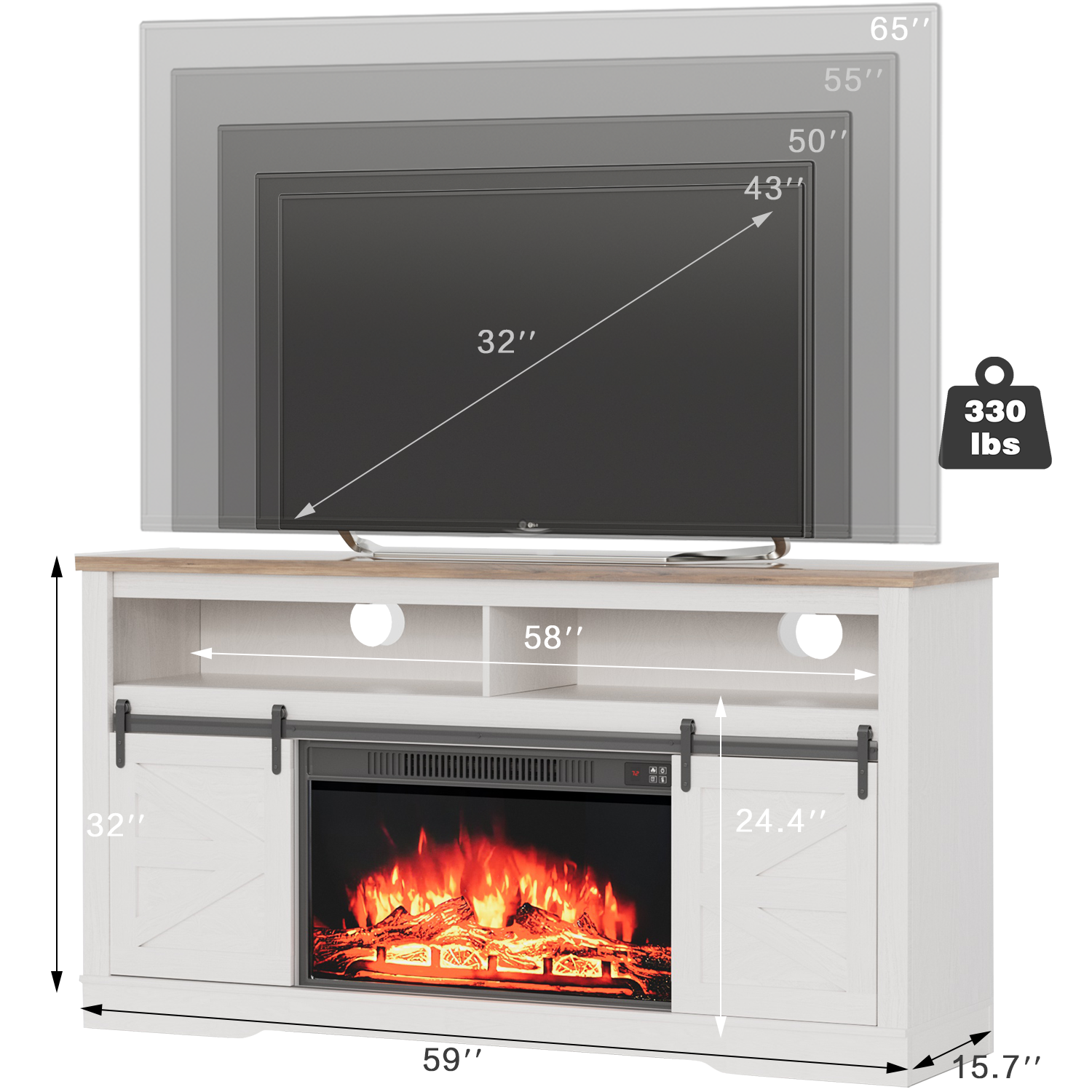 homall-tv-stand-lowboard-mit-elektrokamin-wei-65-zoll image 4