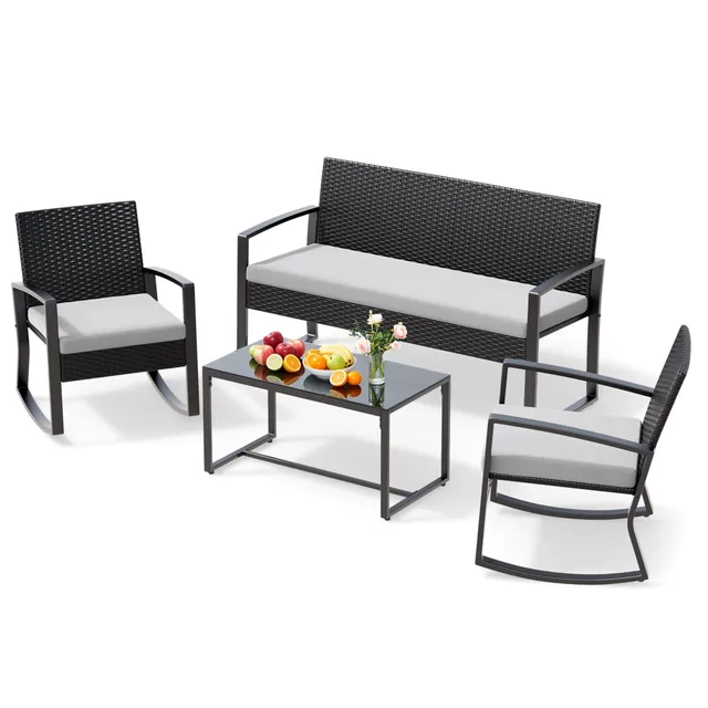 bealife-wr310-gartenm-bel-set-4tlg-schwarz-rattan image 1