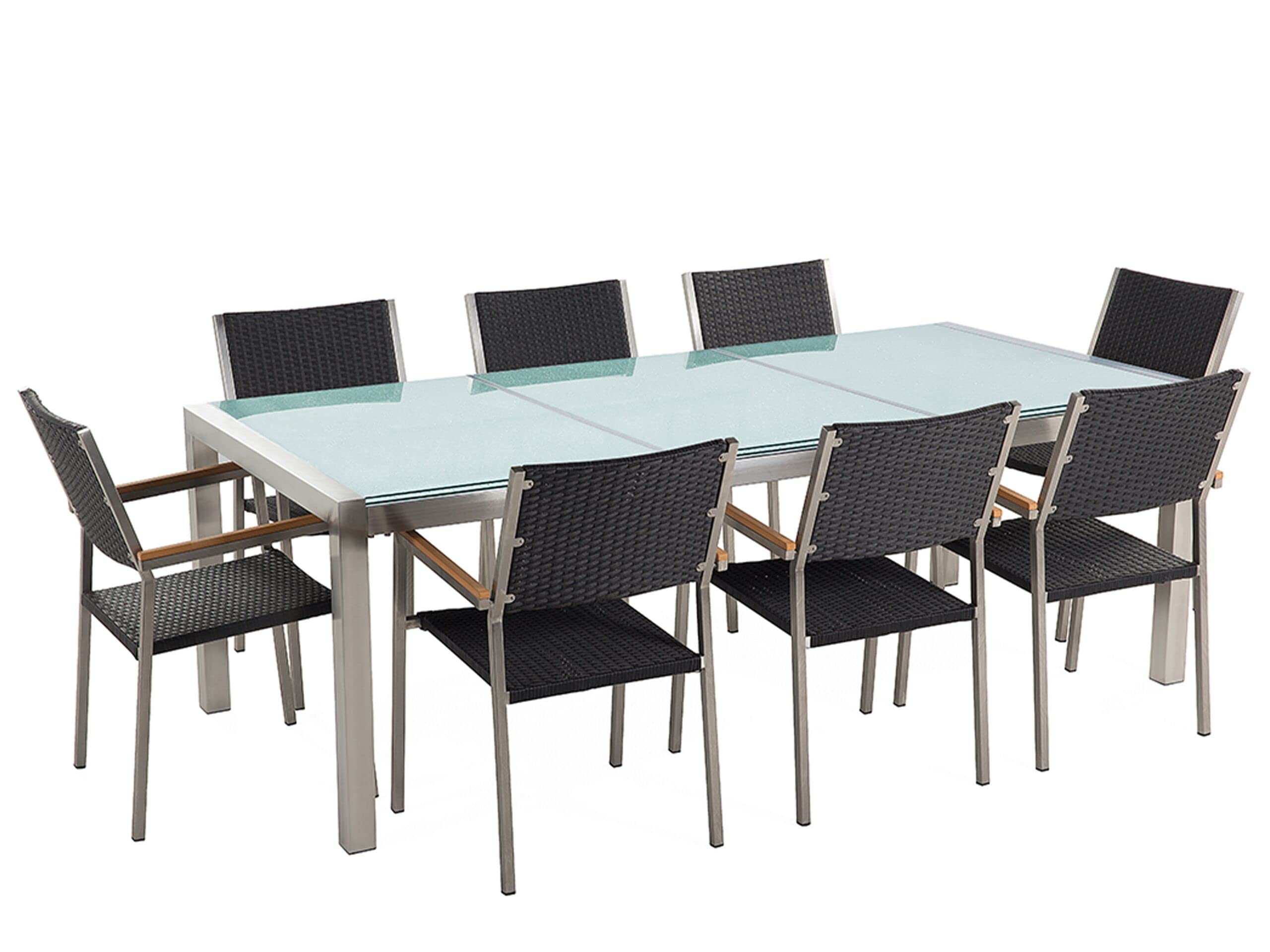 beliani-grosseto-gartenset-8-sitzer-schwarz-220-cm-rattan image 1