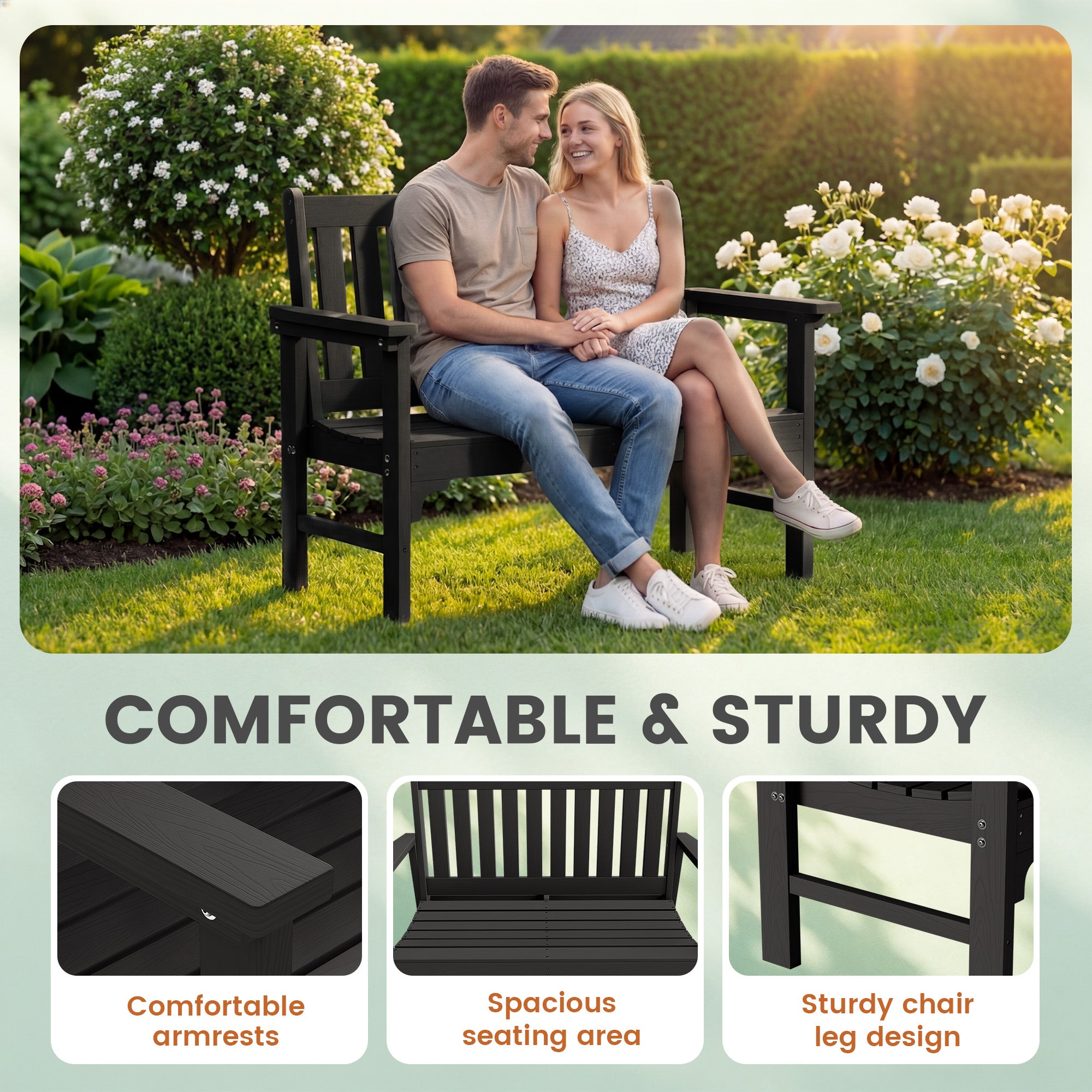 homall-patio-furniture-gartenbank-schwarz-2-sitzer-hdpe image 4