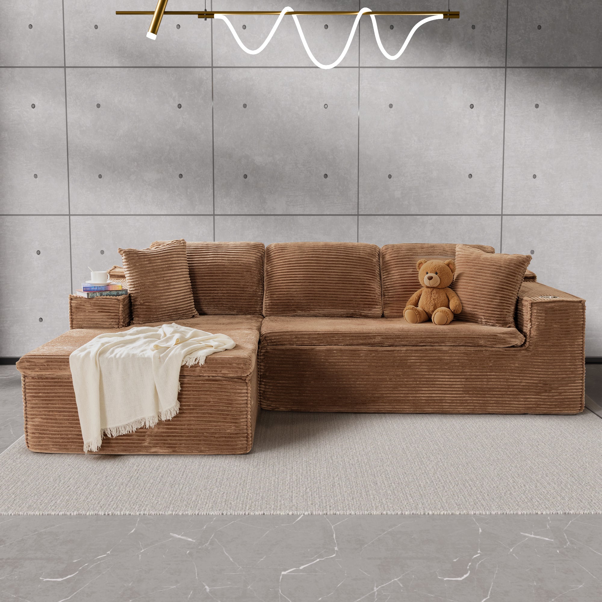 homall-sofa-l-form-3-sitzer-couch-grau image 5