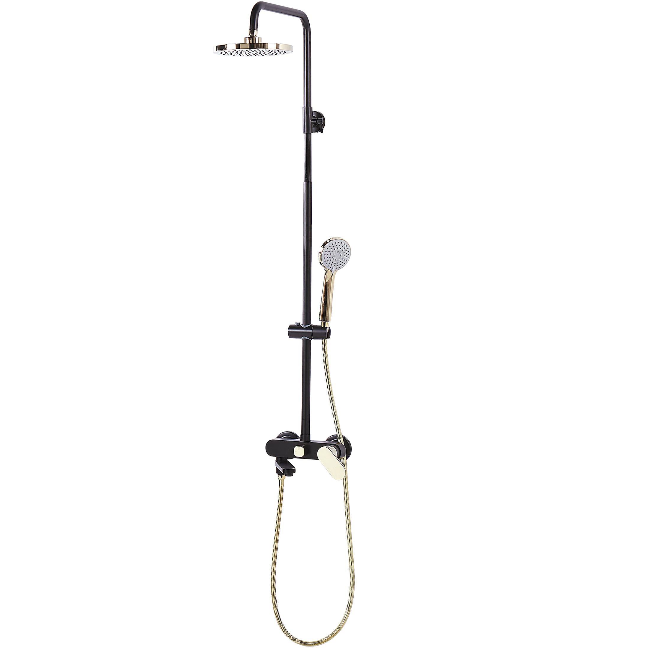 beliani-gurara-duschsystem-schwarz-gold-messing-wand image 7